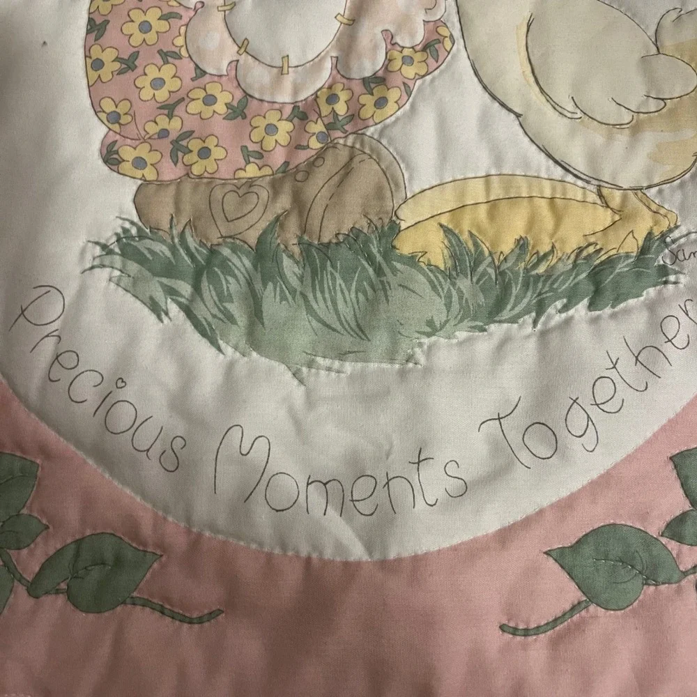 Vintage Precious Moments Baby Girl Blanket Quilt Infant Goose Nostalgia